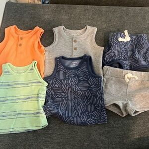 Baby Boy 3 month Carter's 6 piece bundle mix and match outfits - tank and shorts